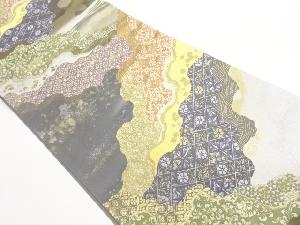 引箔道長取に花唐草・古典柄模様織出し袋帯